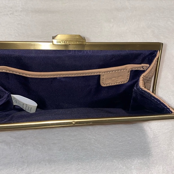 Rachel Roy Quilted Tan Faux Leather Clutch With Gold-Robe Hardware - Picture 11 of 14